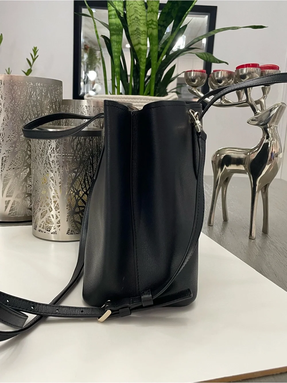 Kate Spade New York Black Leather Tote Crossbody Bag Shoulder Purse